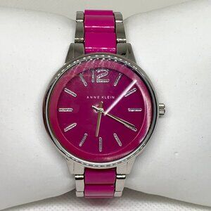 Anne Klein women’s watch pink silver tone 37mm quartz analog AK/1609 running